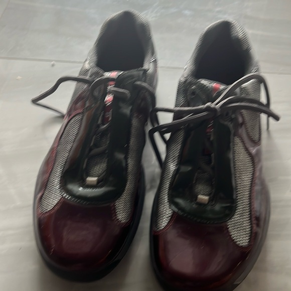 Prada burgundy and silver size 12 men’s sneakers. - Picture 1 of 5